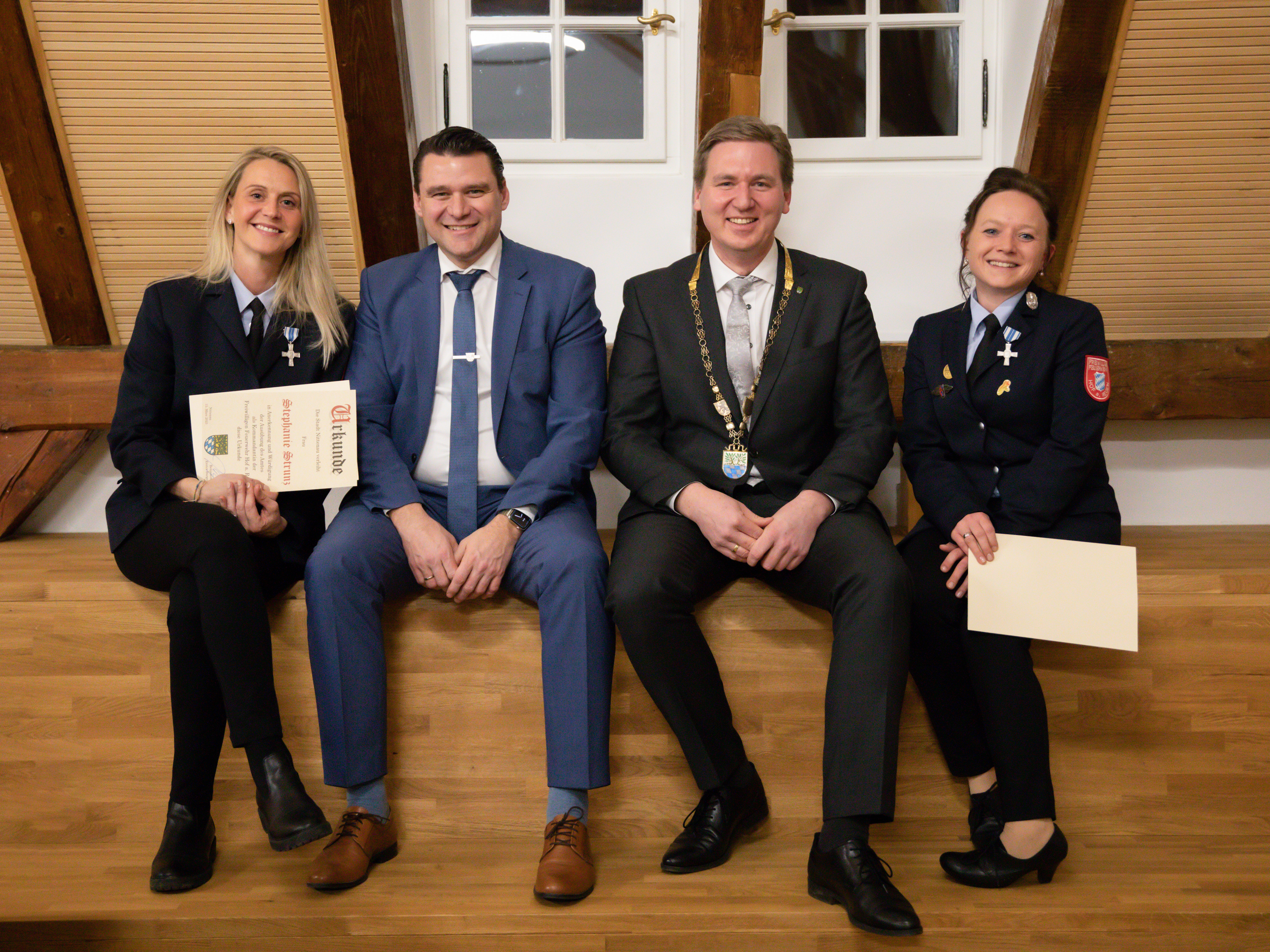 Stephanie Strunz, Landrat Thomas Ebeling, Erster Bürgermeister Benjamin Boml, Christina Wurm